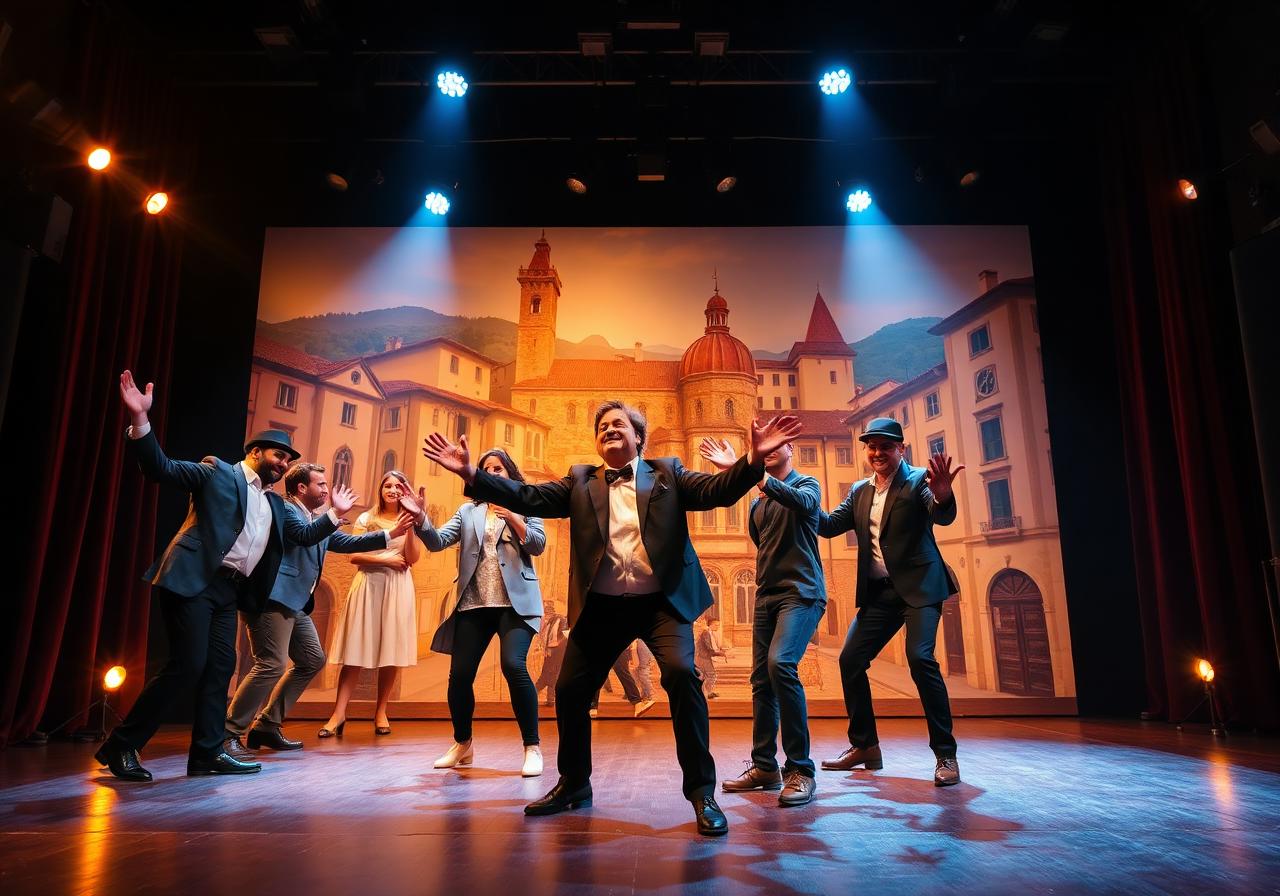 Scena con sfondo Bergamo